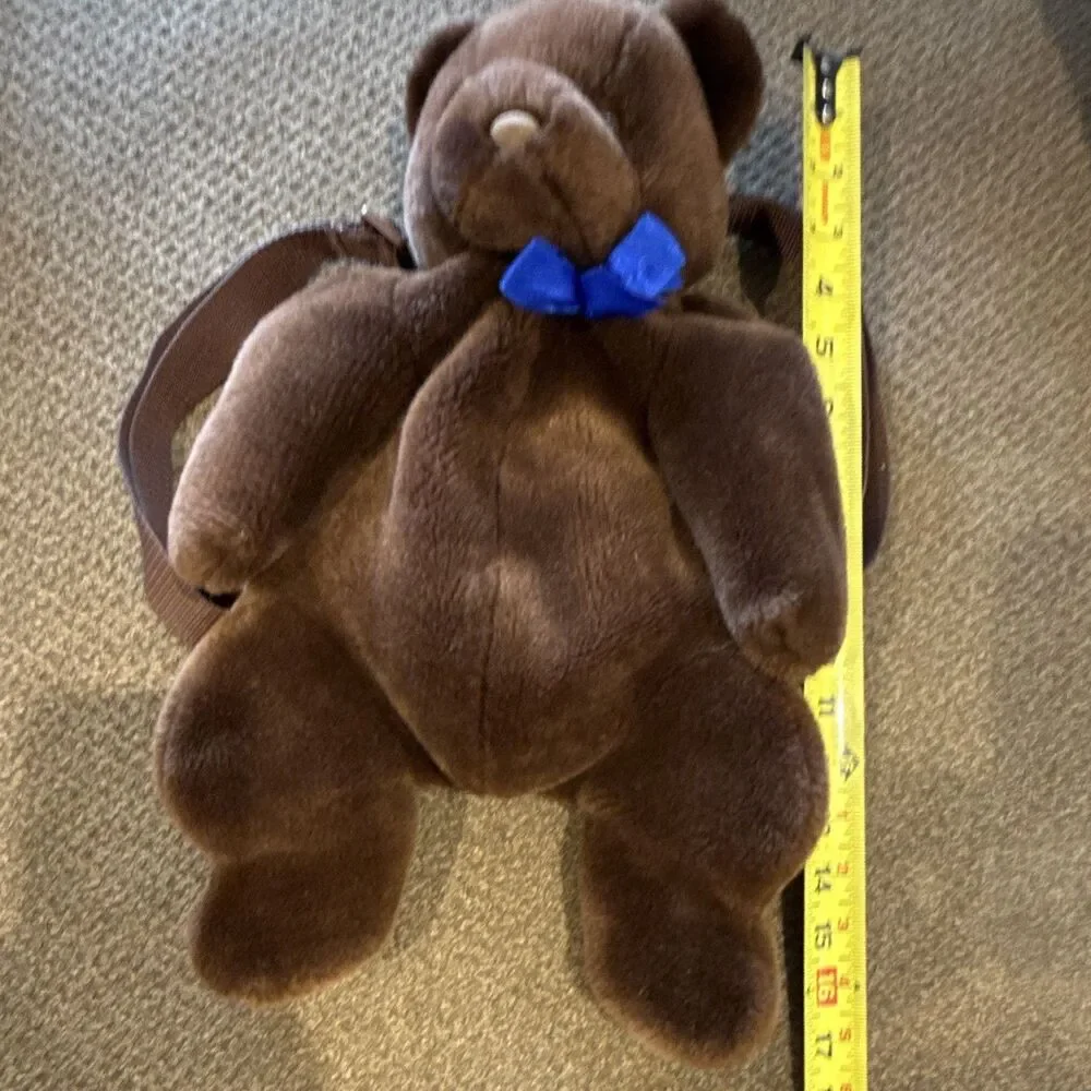 Vintage 90s Dark Brown Teddy Bear Plush Backpack - Rare Y2K Kidcore Kawaii Bag